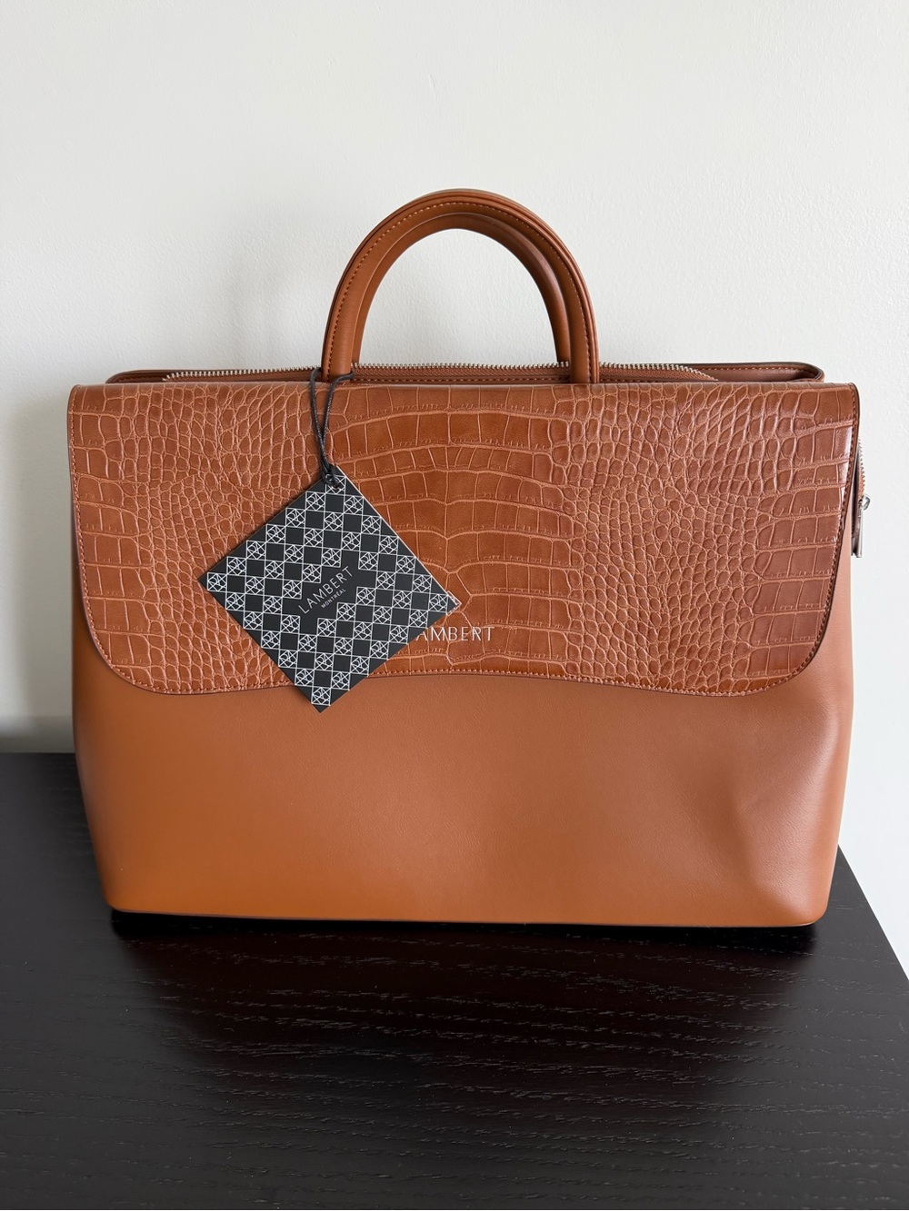 Lambert 'The Helena' 2-in-1 Vegan Leather Laptop Handbag - Affogato - NWT